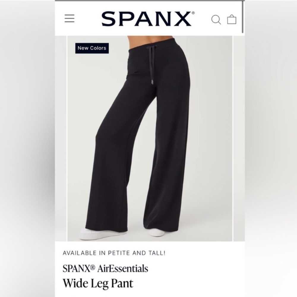 SPANX NWT air essential wide leg pull on pants in dark black size Medium - Picture 2 of 13